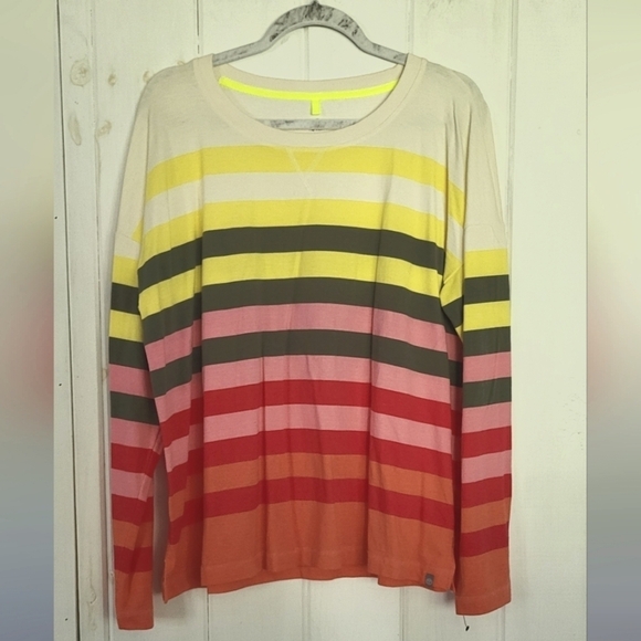 T BY TALBOTS Crewneck Traverse Stripe Pullover - Picture 1 of 6